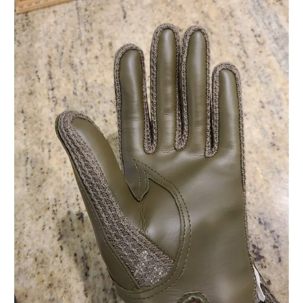 Vintage Women's 6.5-7.5 M Driving Motorcycle Lined Brown Green Stretch Gloves